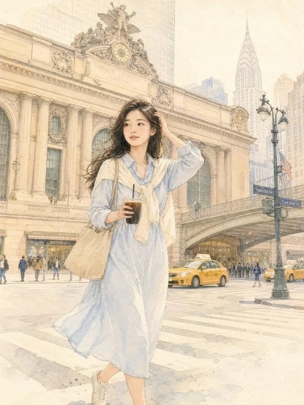 Watercolor city coffee